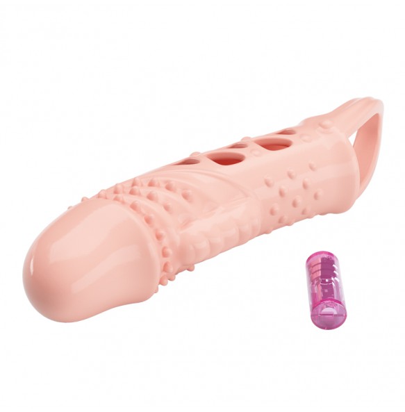 PRETTY LOVE - Cecelia Vibrating Penis Sleeve With Ball Strap (L:14cm - D:4cm)